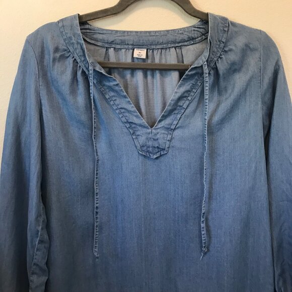 Old Navy Women's Chambray Denim Long-Sleeve‎ Shirt Dress Size XS Casual Coastal - Picture 5 of 12